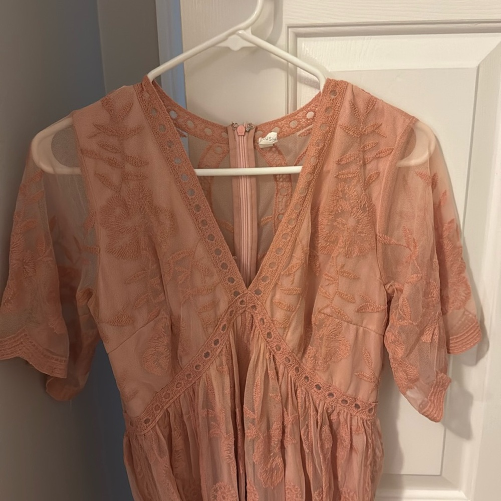 Pink blush maternity dress size medium long maxi
